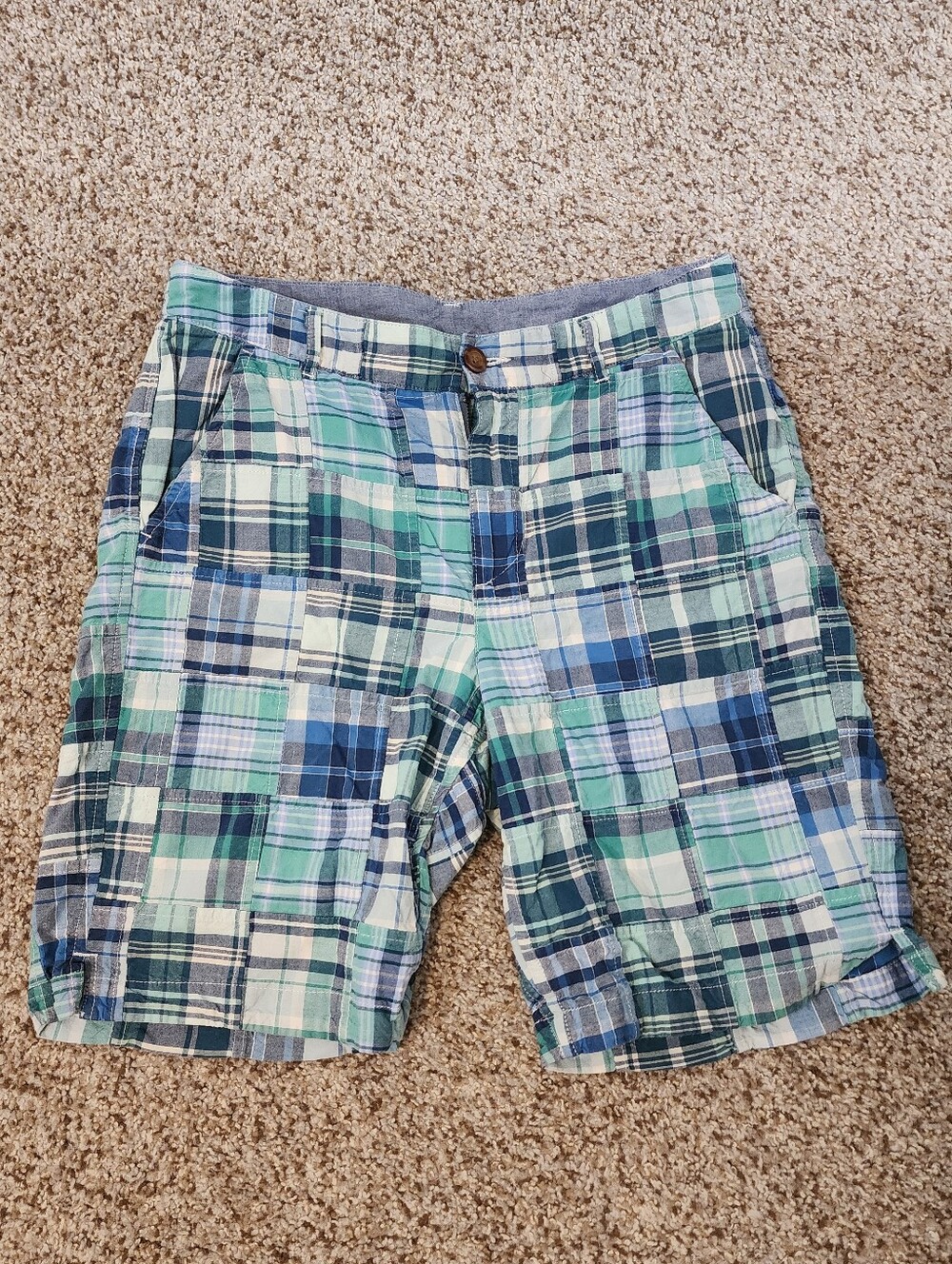 L.L. Bean Womans Blue & Green Plaid Shorts